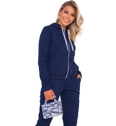 Imagem de Conjunto Feminino Casaco De Moletom Com Zíper e Capuz +Calça Com Bolso