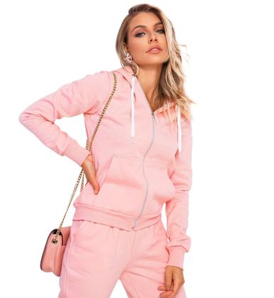 Imagem de Conjunto Feminino Casaco De Moletom Com Zíper e Capuz +Calça Com Bolso