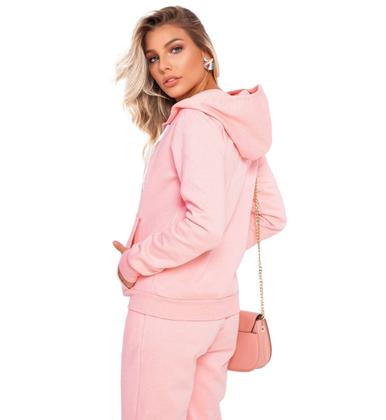 Imagem de Conjunto Feminino Casaco De Moletom Com Zíper e Capuz +Calça Com Bolso