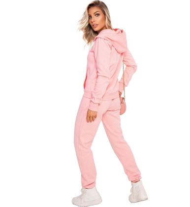 Imagem de Conjunto Feminino Casaco De Moletom Com Zíper e Capuz +Calça Com Bolso