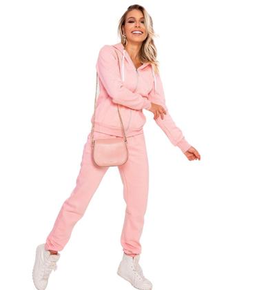 Imagem de Conjunto Feminino Casaco De Moletom Com Zíper e Capuz +Calça Com Bolso