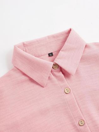 Imagem de Conjunto Feminino Casual De Camisa Com Botões E Calças De Perna Larga Com Laço Na Frente, Blusa De