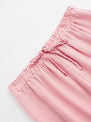 Imagem de Conjunto Feminino Casual De Camisa Com Botões E Calças De Perna Larga Com Laço Na Frente, Blusa De