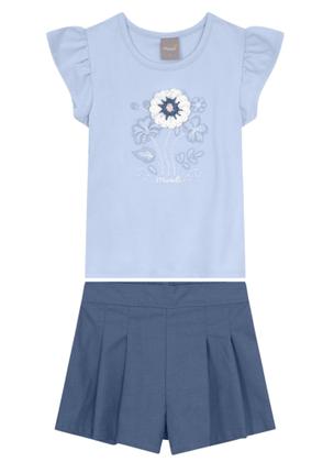 Imagem de Conjunto feminino com camisa em cotton e short linho