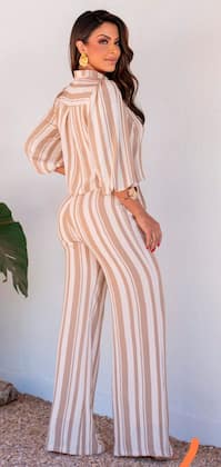 Imagem de Conjunto Feminino De Calça Pantalona E Blusa Com Manga 3/4