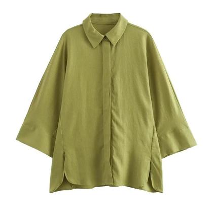 Imagem de Conjunto Feminino De Calças De Linho Oversize Com Camisa Casual E Calças Largas Para O Verão 2025