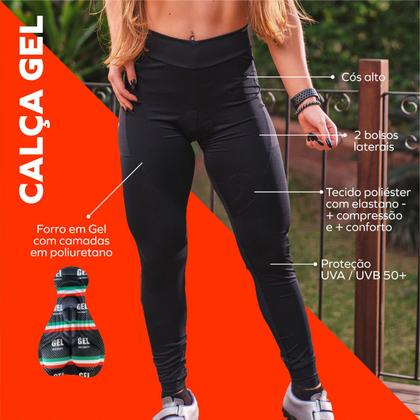 Imagem de Conjunto Feminino de Ciclismo Camisa Manga Curta + Calça Gel