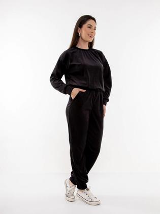Imagem de Conjunto Feminino de Veludo Plush com Calça Jogger CON-0050