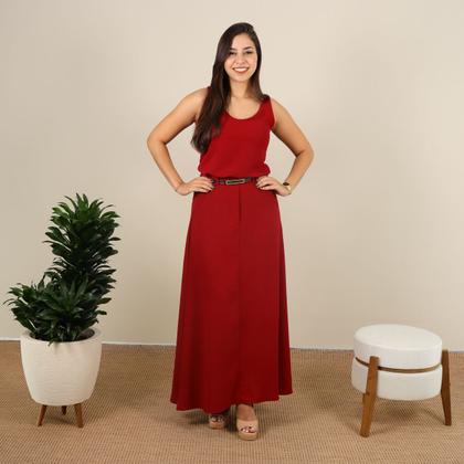 Imagem de Conjunto Feminino Duna Moda Verão Saia Longa E Blusa Lisa Blusinha Regata Midi Elegante Confort