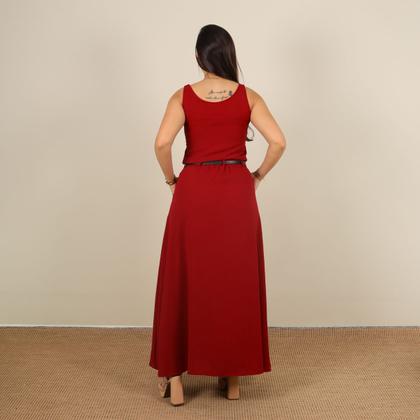 Imagem de Conjunto Feminino Duna Moda Verão Saia Longa E Blusa Lisa Blusinha Regata Midi Elegante Confort