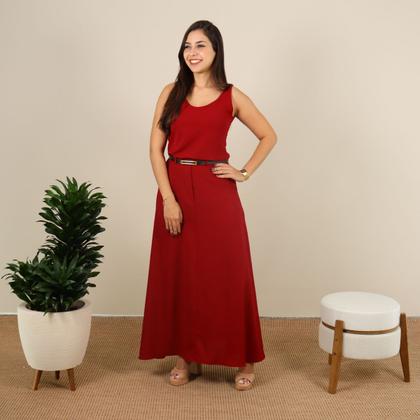 Imagem de Conjunto Feminino Duna Moda Verão Saia Longa E Blusa Lisa Blusinha Regata Midi Elegante Confort