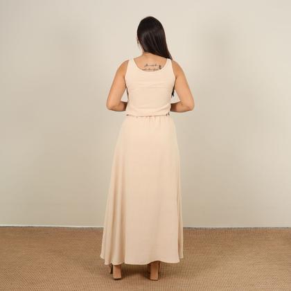 Imagem de Conjunto Feminino Duna Moda Verão Saia Longa E Blusa Lisa Blusinha Regata Midi Elegante Confort