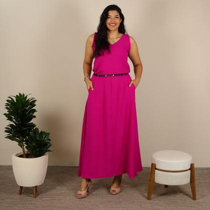 Imagem de Conjunto Feminino Duna Plus Size Saia Longa E Blusa Regata Lisa