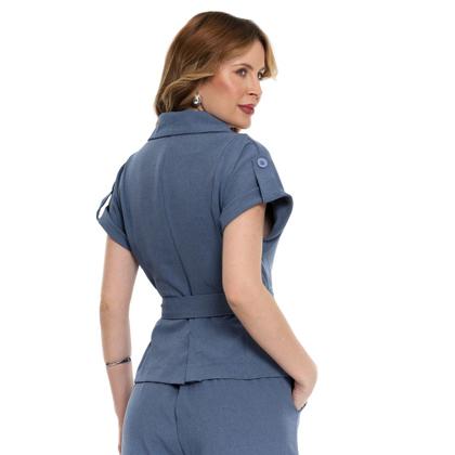 Imagem de Conjunto Feminino Elegante com Blazer de Manga japonesa e Calça Reta tecido lolis twill hzcon007