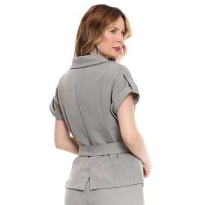 Imagem de Conjunto Feminino Elegante com Blazer de Manga japonesa e Calça Reta tecido lolis twill hzcon007