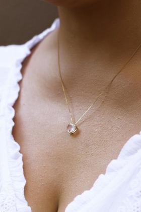 Imagem de Conjunto Feminino Em Ouro 18k Brincos e Gargantilha Coração Quartzo Rosa