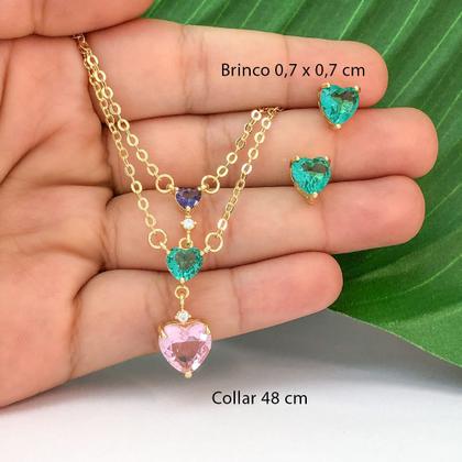 Imagem de Conjunto Feminino Festa Cravejado Pedra Zircônia Semijoia