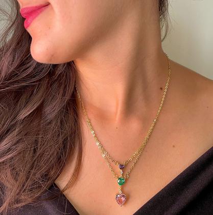 Imagem de Conjunto Feminino Festa Cravejado Pedra Zircônia Semijoia