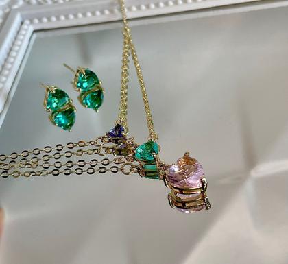 Imagem de Conjunto Feminino Festa Cravejado Pedra Zircônia Semijoia