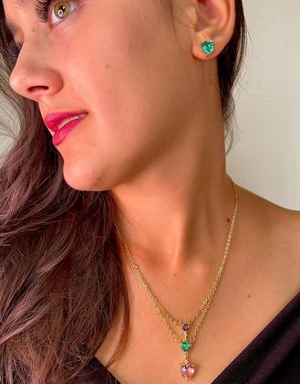 Imagem de Conjunto Feminino Festa Cravejado Pedra Zircônia Semijoia