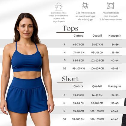 Imagem de Conjunto Feminino Fitness Short Duplo Cós alto + Top Poliamida Preto - Zero Transparência