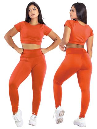 Imagem de Conjunto Feminino Fitness Top Manga + Calça Legging Basica  MAG853_901