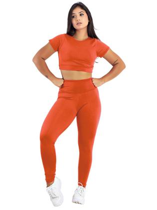 Imagem de Conjunto Feminino Fitness Top Manga + Calça Legging Basica  MAG853_901