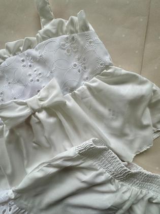 Imagem de Conjunto Feminino Infantil Branco Em Laise Mon Sucré Bata E Short 25290