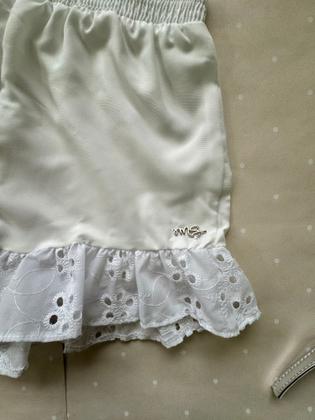 Imagem de Conjunto Feminino Infantil Branco Em Laise Mon Sucré Bata E Short 25290