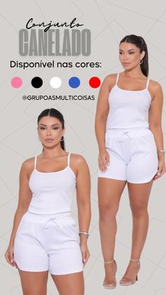 Imagem de Conjunto feminino malha canelada kit com uma regata e um short ideal para o dia a dia.