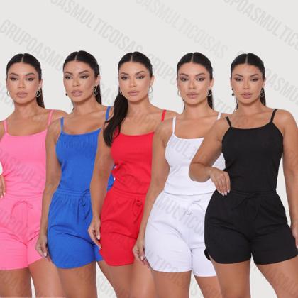 Imagem de Conjunto feminino malha canelada kit com uma regata e um short ideal para o dia a dia.