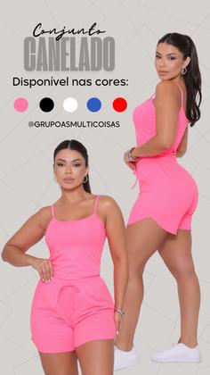 Imagem de Conjunto feminino malha canelada kit com uma regata e um short ideal para o dia a dia.