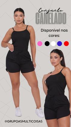 Imagem de Conjunto feminino malha canelada kit com uma regata e um short ideal para o dia a dia.