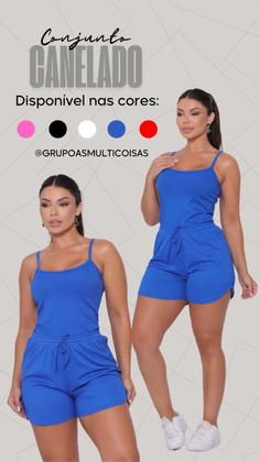 Imagem de Conjunto feminino malha canelada kit com uma regata e um short ideal para o dia a dia.