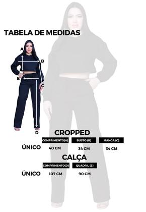 Imagem de Conjunto Feminino Moletom Cropped com Calça Reta