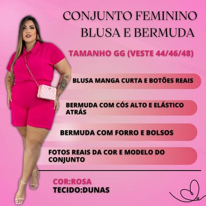 Imagem de Conjunto Feminino Plus Size Blusa com Botões e Bermuda Alfaiataria Conforto e Estilo para o Verão e Primavera