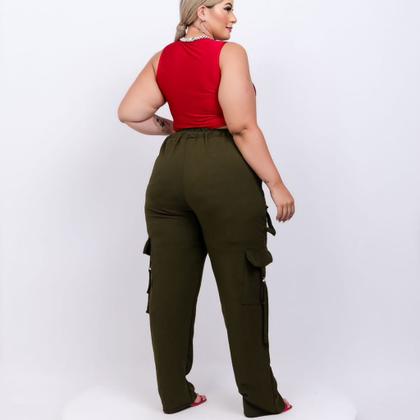 Imagem de Conjunto Feminino Plus Size Cropped e Calça Cargo 0273