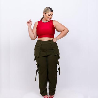Imagem de Conjunto Feminino Plus Size Cropped e Calça Cargo 0273