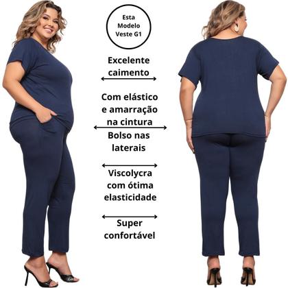 Imagem de Conjunto Feminino Plus Size Manga Curta Confortável