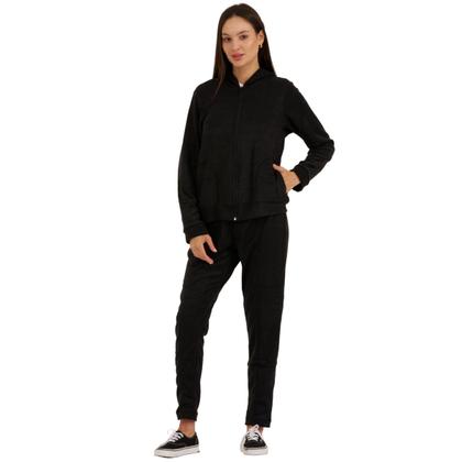 Imagem de Conjunto Feminino Quente Inverno Plush Bouclê Slim com Zíper 105624A