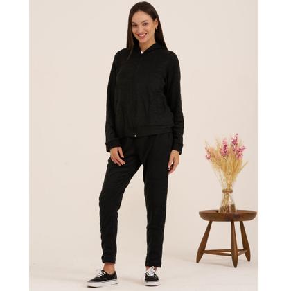 Imagem de Conjunto Feminino Quente Inverno Plush Bouclê Slim com Zíper 105624A