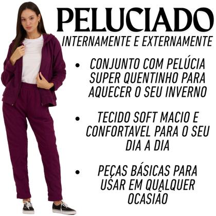 Imagem de Conjunto Feminino Quente Inverno Plush Bouclê Slim com Zíper 105624A