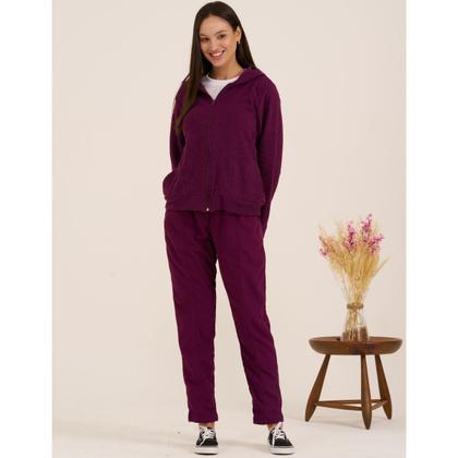 Imagem de Conjunto Feminino Quente Inverno Plush Bouclê Slim com Zíper 105624A
