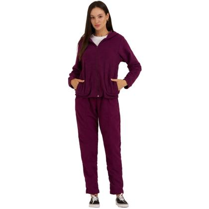 Imagem de Conjunto Feminino Quente Inverno Plush Bouclê Slim com Zíper 105624A
