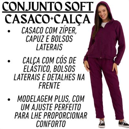 Imagem de Conjunto Feminino Quente Inverno Plush Bouclê Slim com Zíper 105624A