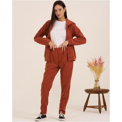 Imagem de Conjunto Feminino Quente Inverno Plush Bouclê Slim com Zíper 105624A
