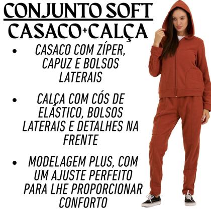 Imagem de Conjunto Feminino Quente Inverno Plush Bouclê Slim com Zíper 105624A