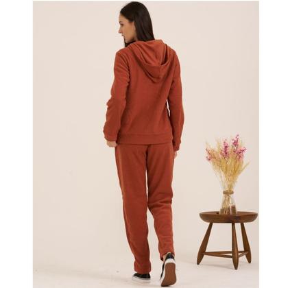 Imagem de Conjunto Feminino Quente Inverno Plush Bouclê Slim com Zíper 105624A