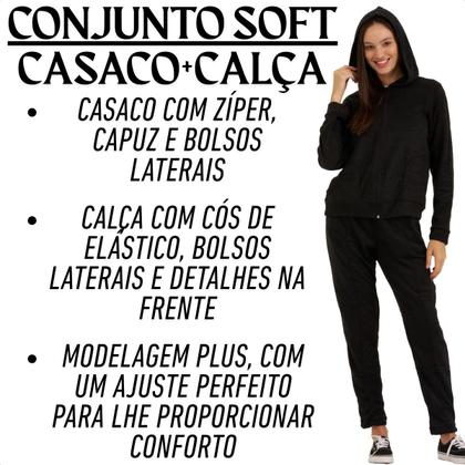 Imagem de Conjunto Feminino Quente Inverno Plush Bouclê Slim com Zíper 105624A