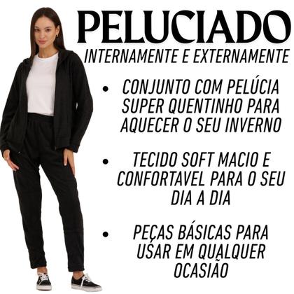Imagem de Conjunto Feminino Quente Inverno Plush Bouclê Slim com Zíper 105624A